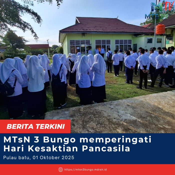 MTsN 3 Bungo Gelar Upacara Hari Kesaktian Pancasila