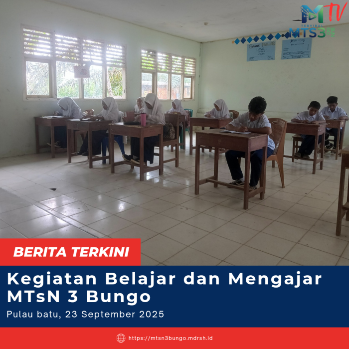 Kegiatan Belajar Mengajar (KBM) MTsN 3 Bungo